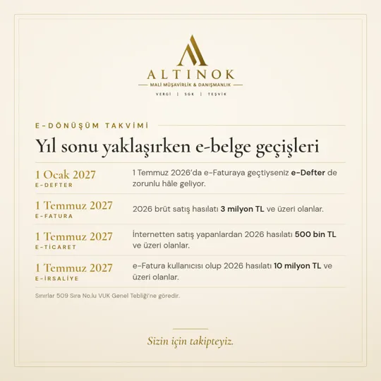 Yıl sonu yaklaşırken e-belge geçişleri